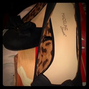 Black velvet wedge heels